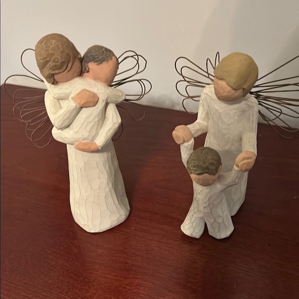 Willow Tree Cream and Brown Angel Figurines